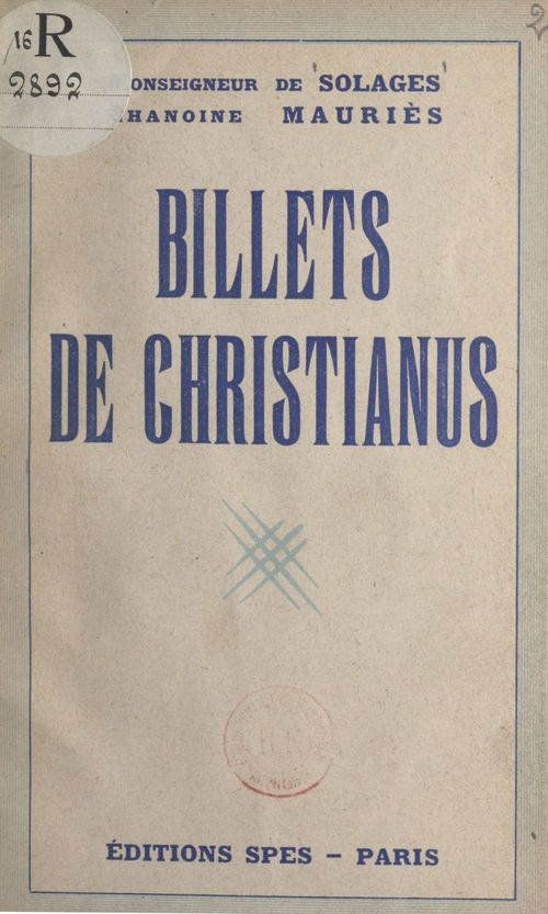 Couverture ebook de Billets de Christianus, de Bruno De Solages, Clement Mauries