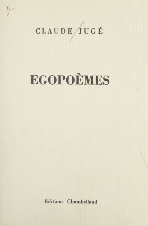 Couverture ebook de Egopoèmes, de Claude Juge