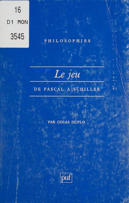 ebook cover of Le Jeu de Pascal à Schiller, by Colas Duflo