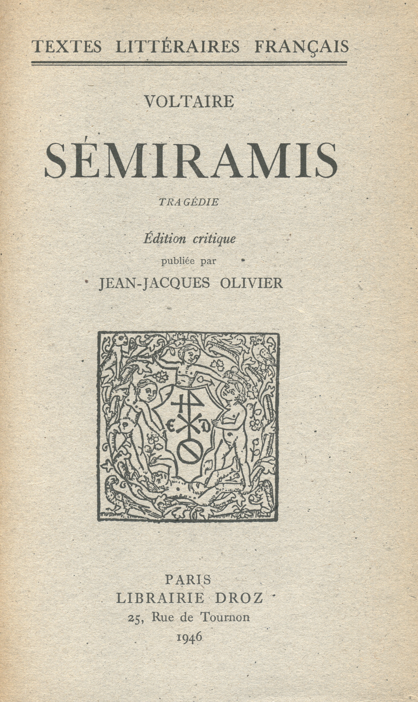 ebook cover of Sémiramis, by Voltaire