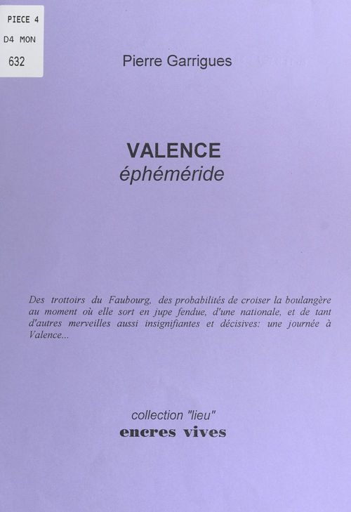 Couverture ebook de Valence, de Pierre Garrigues