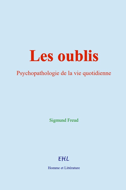 ebook cover of Les oublis, by Sigmund Freud