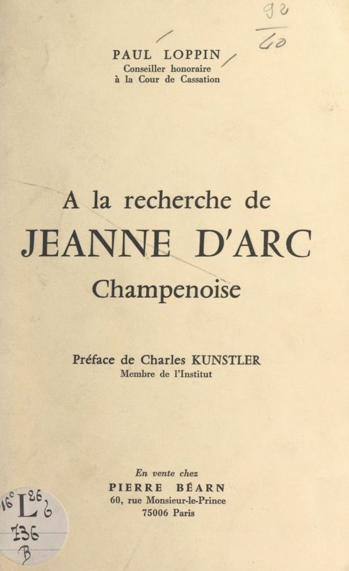 Couverture ebook de À la recherche de Jeanne d'Arc, champenoise, de Paul Loppin