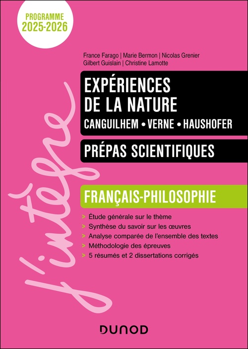 ebook cover of Expériences de la nature - Manuel Prépas scientifiques Français-Philosophie - 2025-2026, by France Farago, Marie Bermon, Justine Brisson, Gilbert Guislain, Christine Lamotte