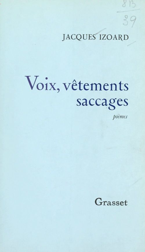 Couverture ebook de Voix, vêtements, saccages, de Jacques Izoard