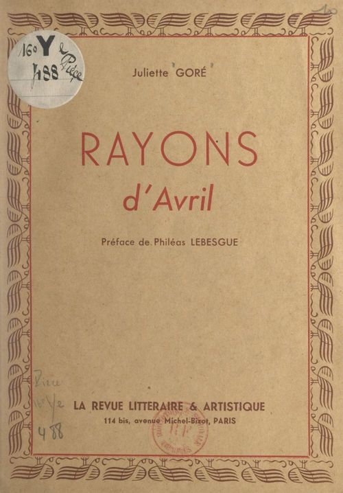 ebook cover of Rayons d'avril, by Juliette Gore