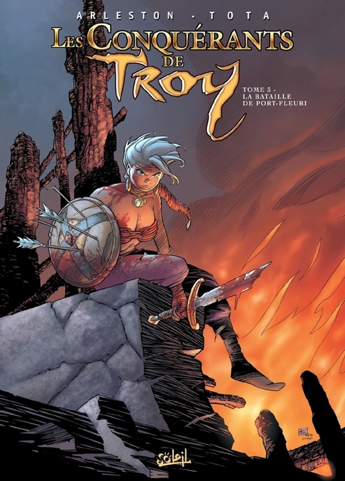 Couverture ebook de Les Conquérants de Troy T03 - La Bataille de Port-Fleuri, de Christophe Arleston