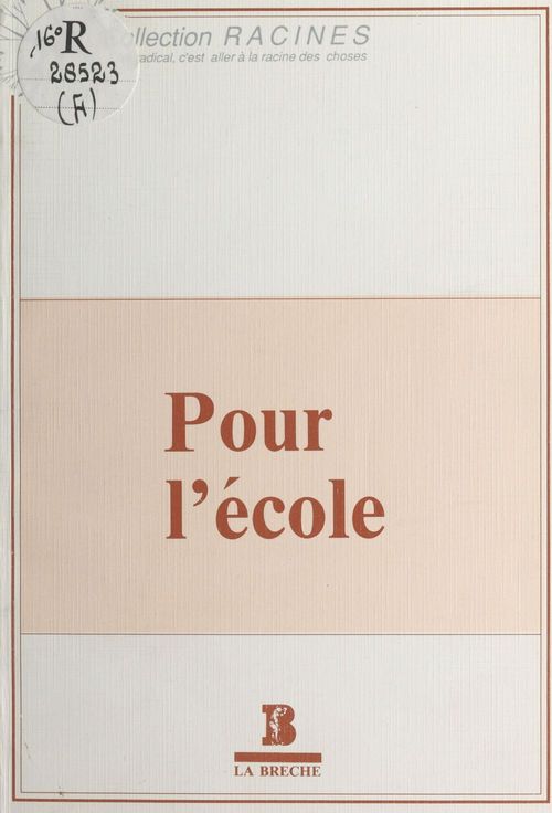 Couverture ebook de Pour l'école, de Laurent Batsch