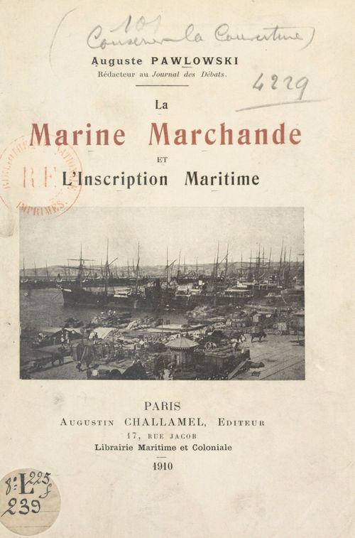 Couverture ebook de La Marine marchande et l'inscription maritime, de Auguste Pawlowski