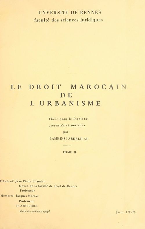 Couverture ebook de Le droit marocain de l'urbanisme (2), de Lamkinsi Abdelilah