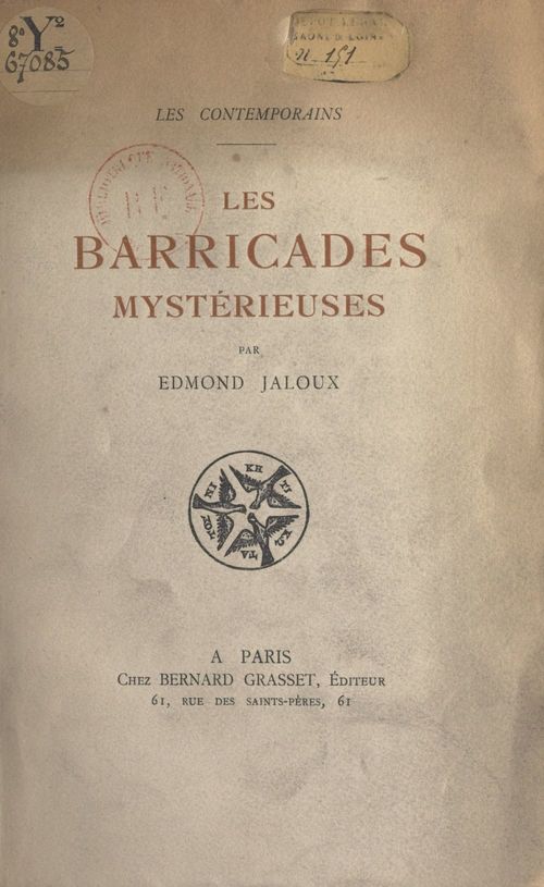 Couverture ebook de Les barricades mystérieuses, de Edmond Jaloux