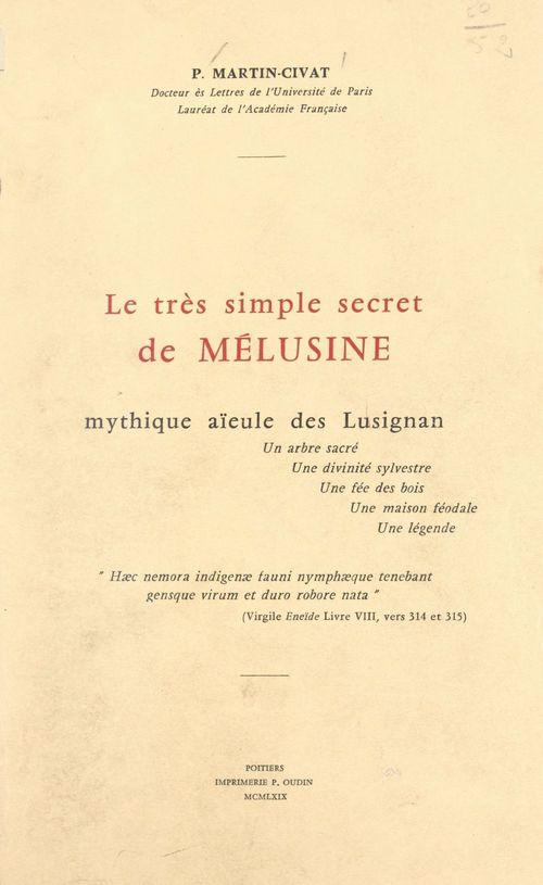 ebook cover of Le très simple secret de Mélusine, mythique aïeule des Lusignan, by Pierre Martin-Civat