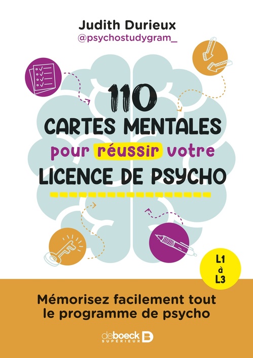 ebook cover of 110 cartes mentales pour réussir votre licence de psycho, by Judith Durieux