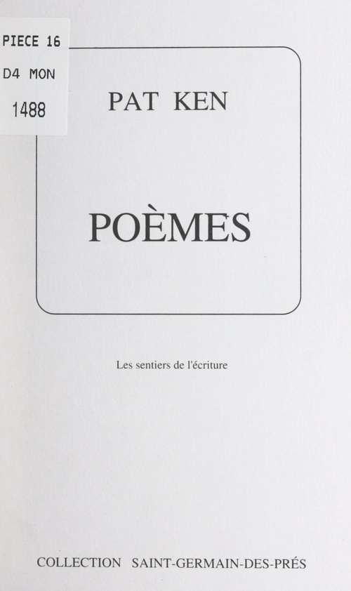 Couverture ebook de Poèmes, de Pat Ken
