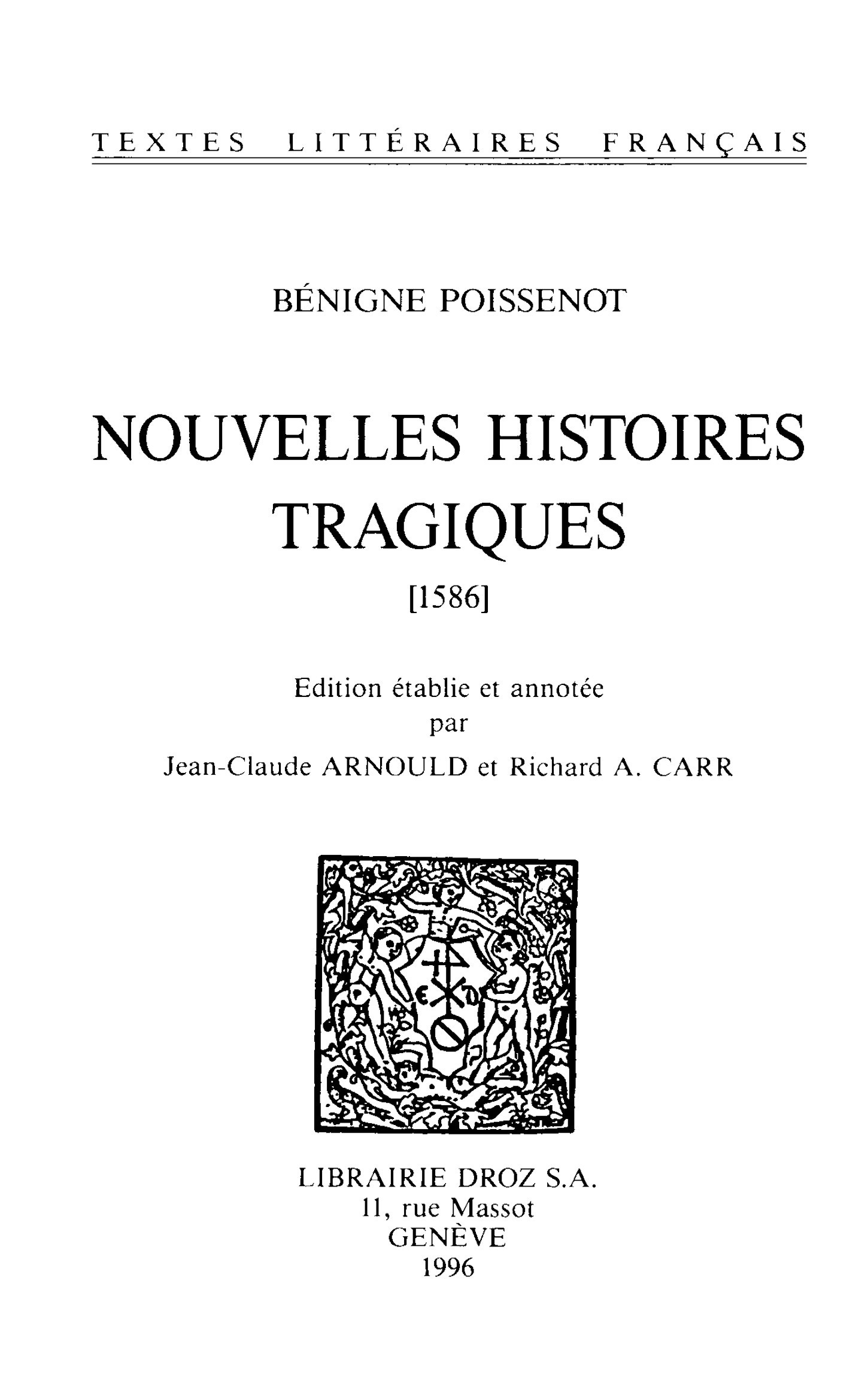 ebook cover of Nouvelles Histoires tragiques, 1586, by Poissenot B Nigne