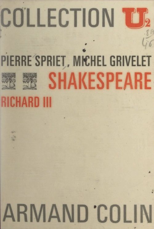 Couverture ebook de Shakespeare, "Richard III", de Pierre Spriet