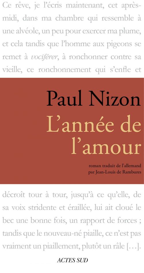 Couverture ebook de L'année de l'amour, de Paul Nizon