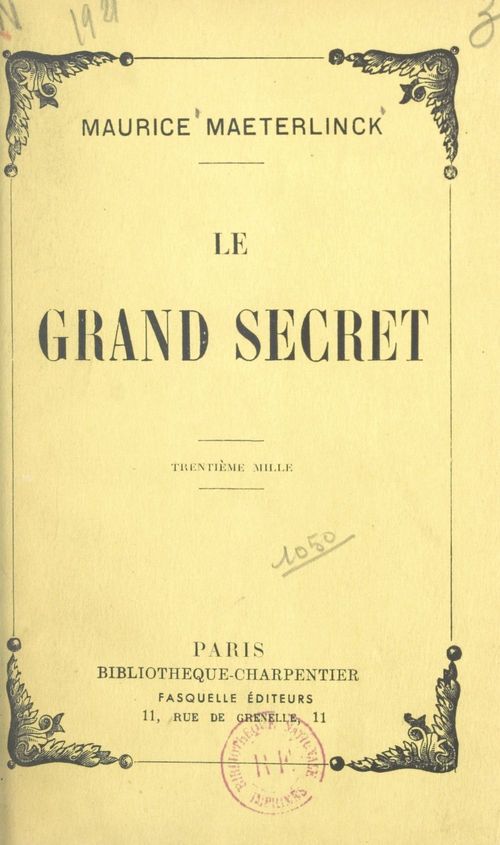 ebook cover of Le grand secret, by Maurice Maeterlinck