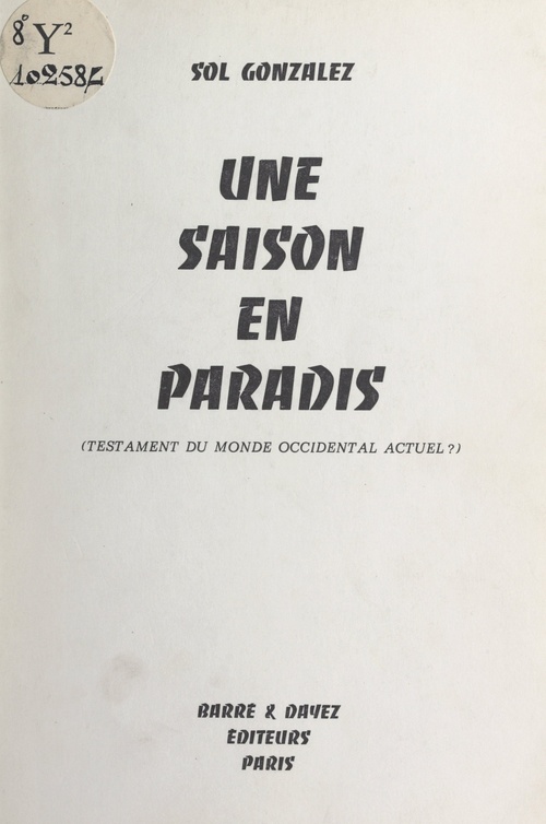 ebook cover of Une saison en paradis, by Sol Gonzalez