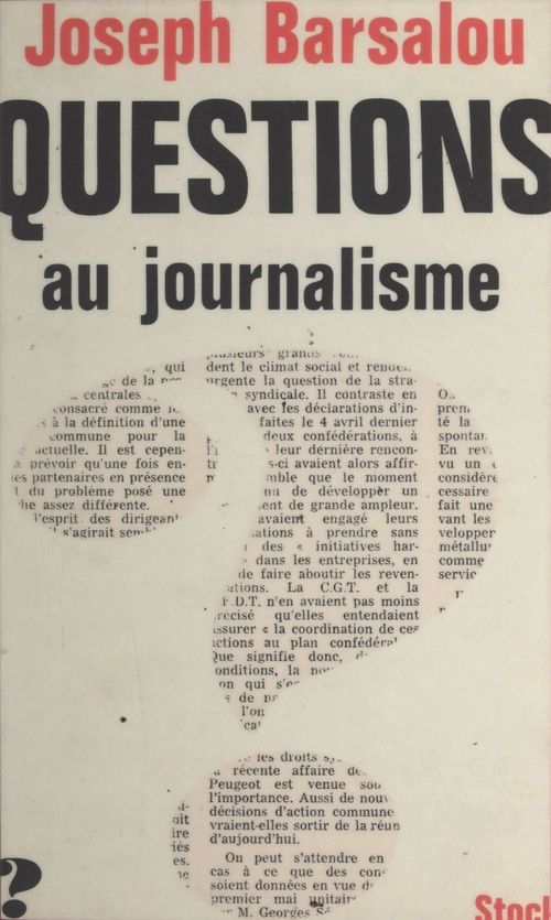 ebook cover of Questions au journalisme, by Joseph Barsalou