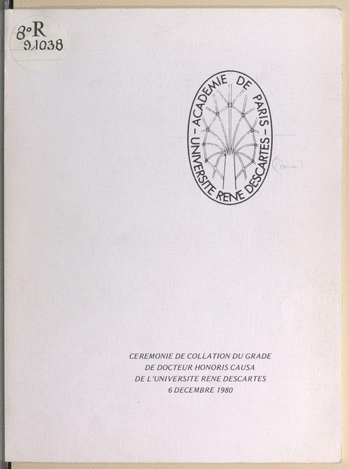 ebook cover of Cérémonie de collation du grade de Docteur Honoris Causa de l'Université René Descartes, by Universite Rene Descartes