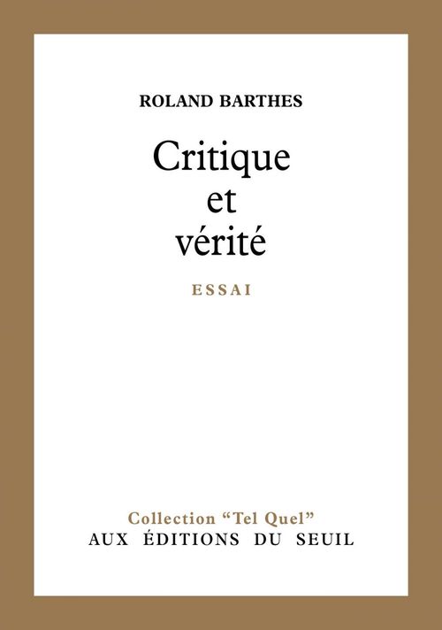 ebook cover of Critique et Vérité, by Roland Barthes