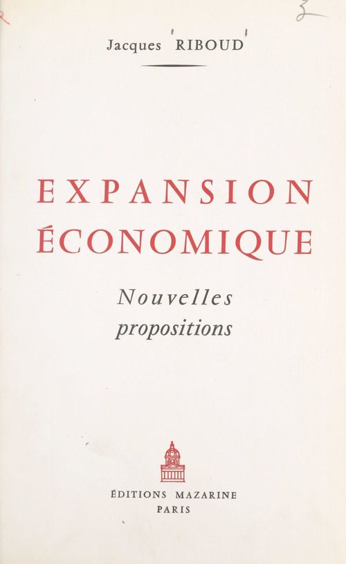 ebook cover of Expansion économique, by Jacques Riboud