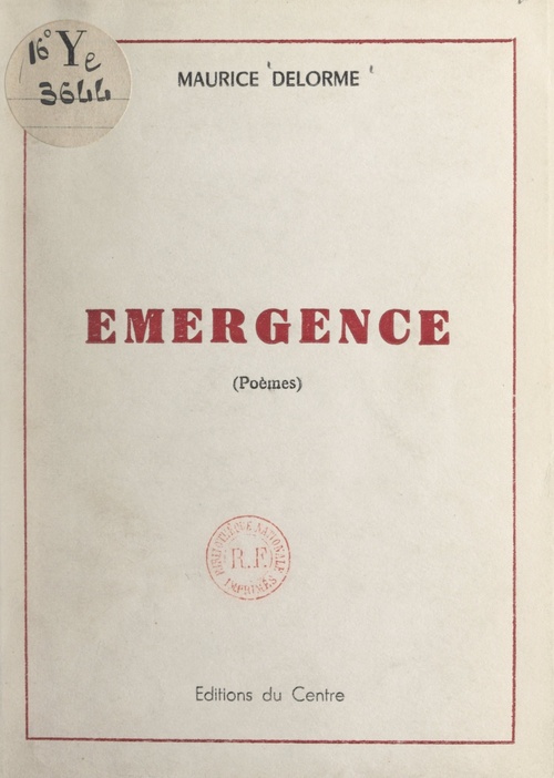 Couverture ebook de Émergence, de Maurice Delorme