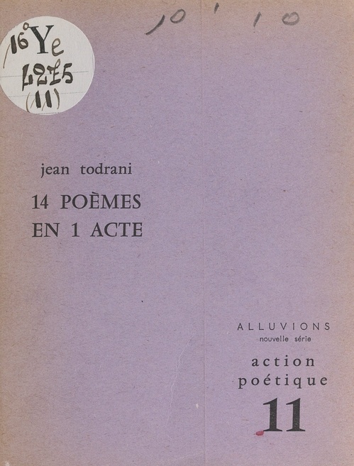 Couverture ebook de 14 poèmes en 1 acte, de Jean Todrani