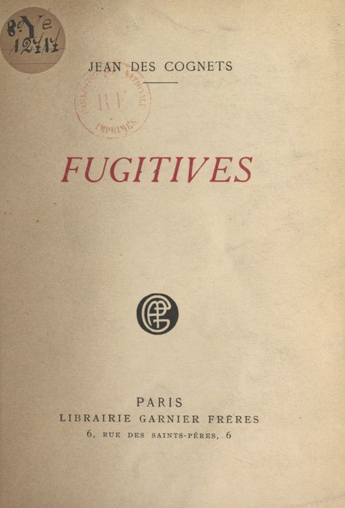 Couverture ebook de Fugitives, de Jean Des Cognets