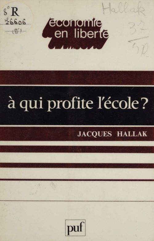 ebook cover of À qui profite l'école ?, by Jacques Hallak