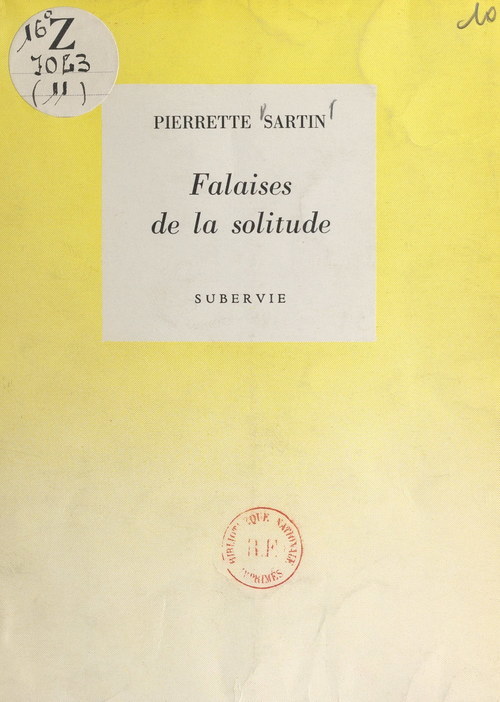 ebook cover of Falaises de la solitude, by Pierrette Sartin