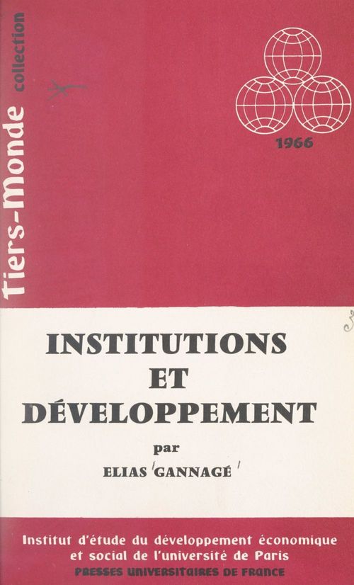 Couverture ebook de Institutions et développement, de Elias Gannage