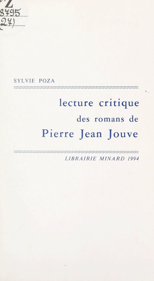 Couverture ebook de Lecture critique des romans de Pierre Jean Jouve, de Sylvie Poza