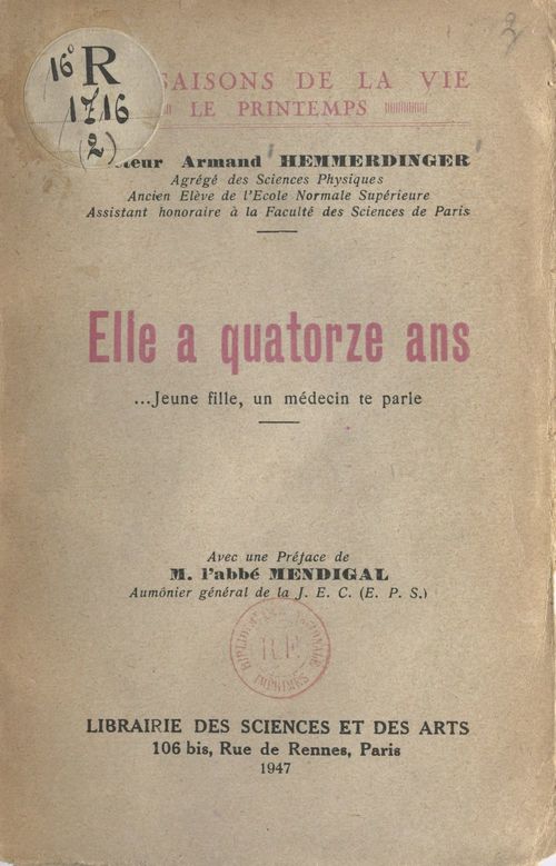 Couverture ebook de Elle a quatorze ans, de Armand Hemmerdinger