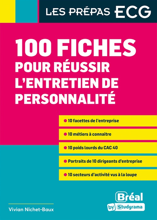 Couverture ebook de 100 fiches pour réussir l'entretien de personnalité, de Vivian Nichet-Baux