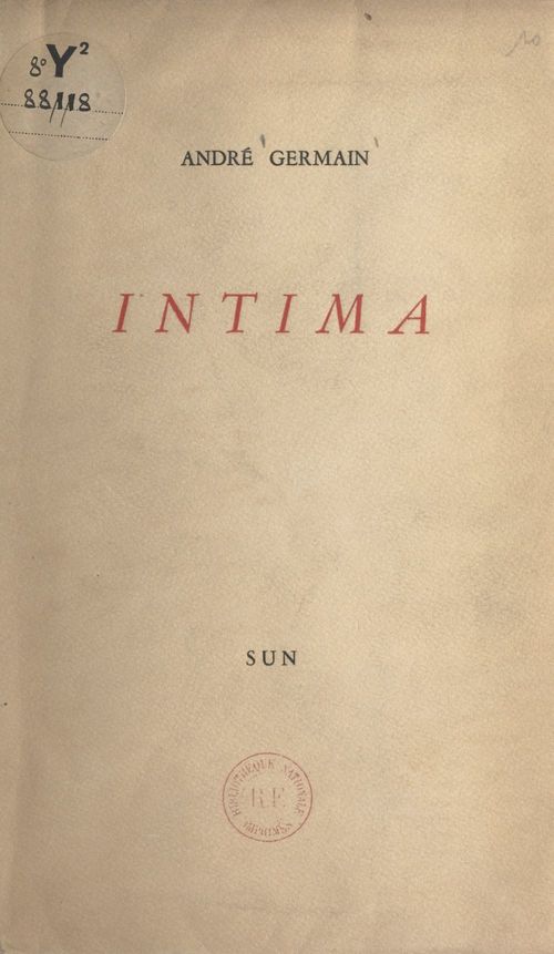 Couverture ebook de Intima, de Andre Germain
