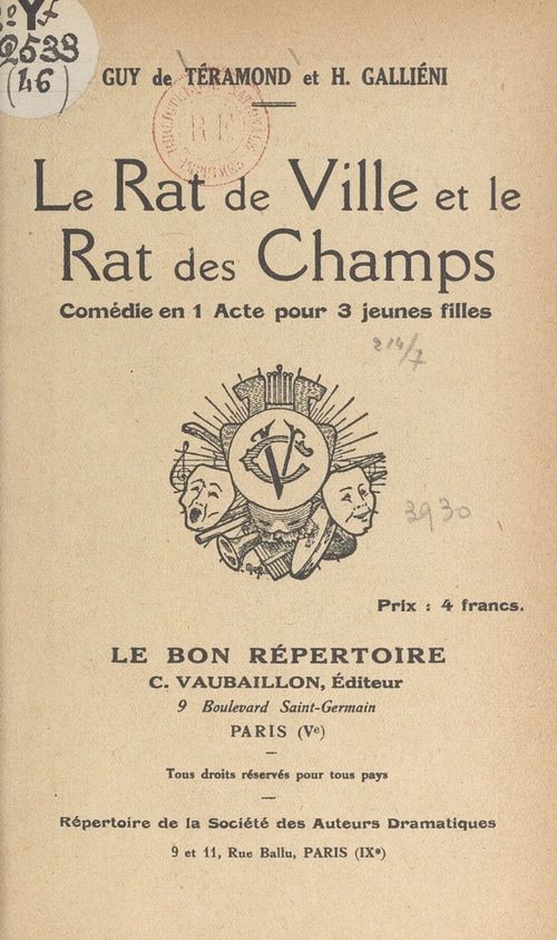 Couverture ebook de Le rat de ville et le rat des champs, de Guy De Teramond, H. Gallieni