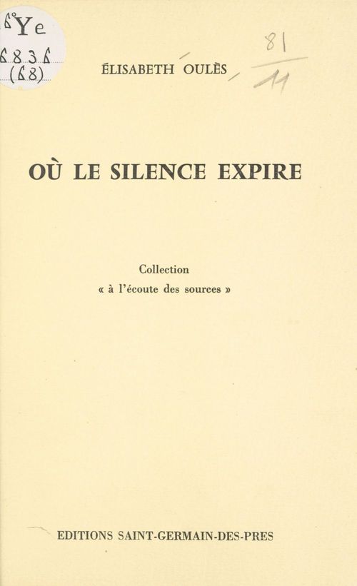 ebook cover of Où le silence expire, by Elisabeth Oules