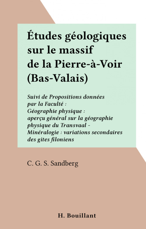 Couverture ebook de Études géologiques sur le massif de la Pierre-à-Voir (Bas-Valais), de C. G. S. Sandberg