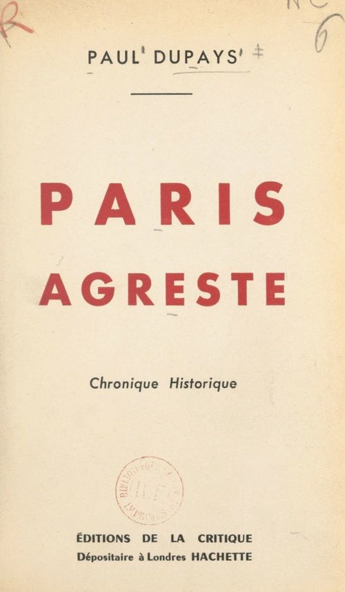 Couverture ebook de Paris agreste, de Paul Dupays