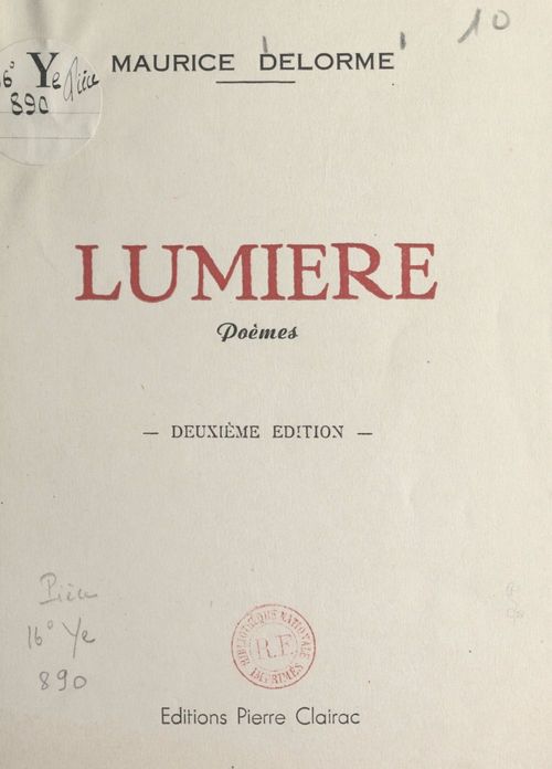Couverture ebook de Lumière, de Maurice Delorme