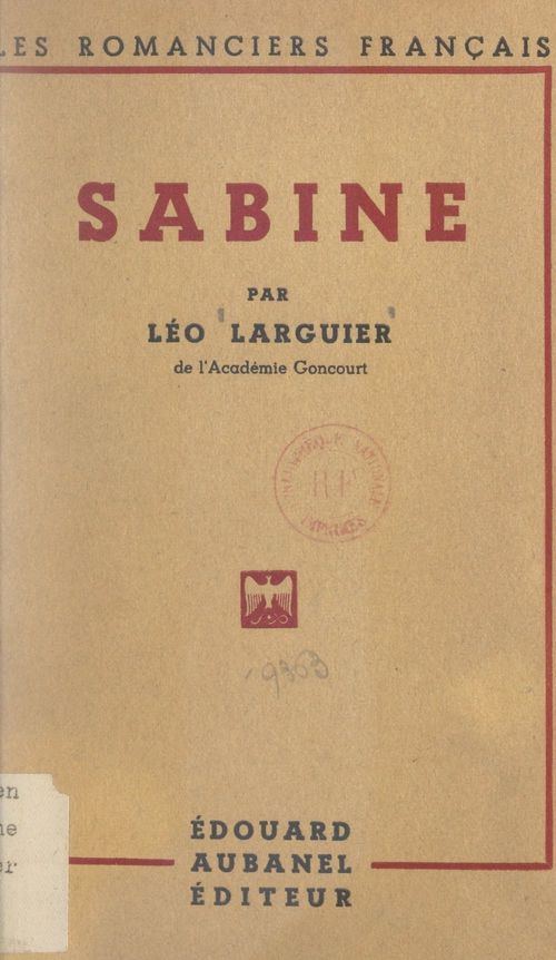 Couverture ebook de Sabine, de Leo Larguier