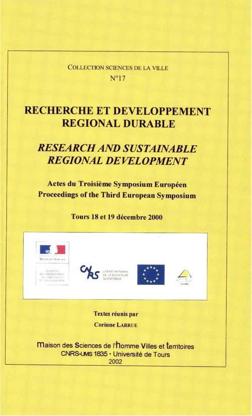 Couverture ebook de Recherche et développement régional durable, de