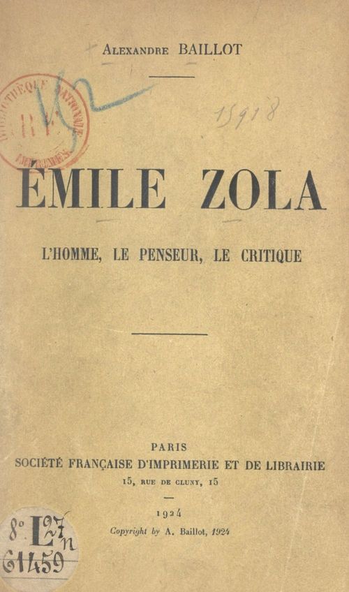Couverture ebook de Émile Zola, de Alexandre Baillot