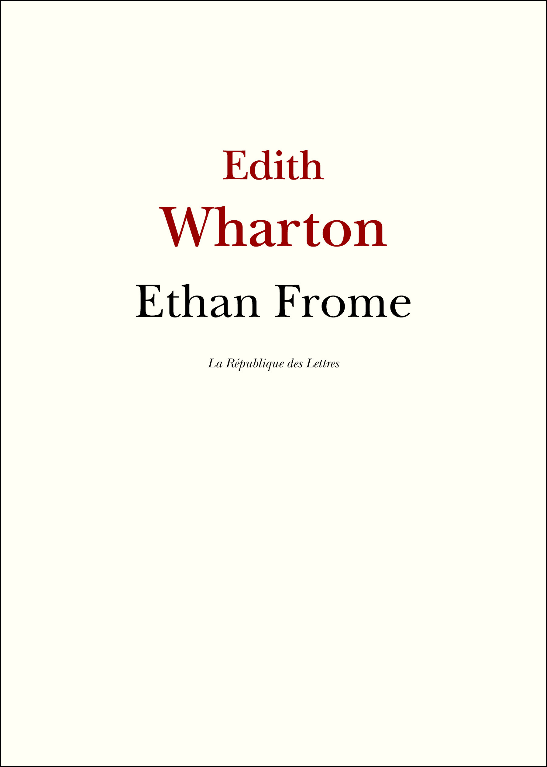 Couverture ebook de Ethan Frome, de Edith Wharton