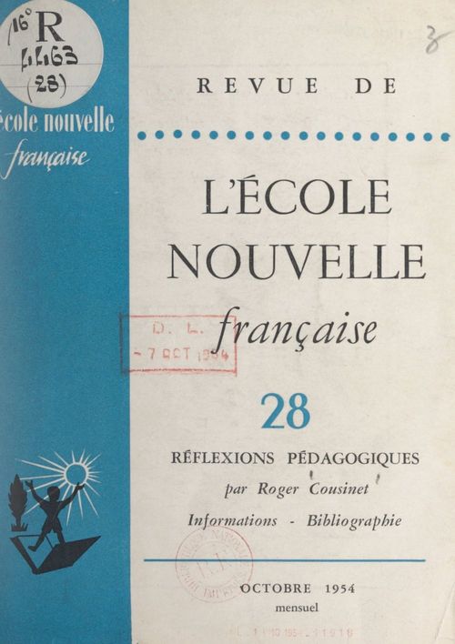 Couverture ebook de Réflexions pédagogiques, de Roger Cousinet