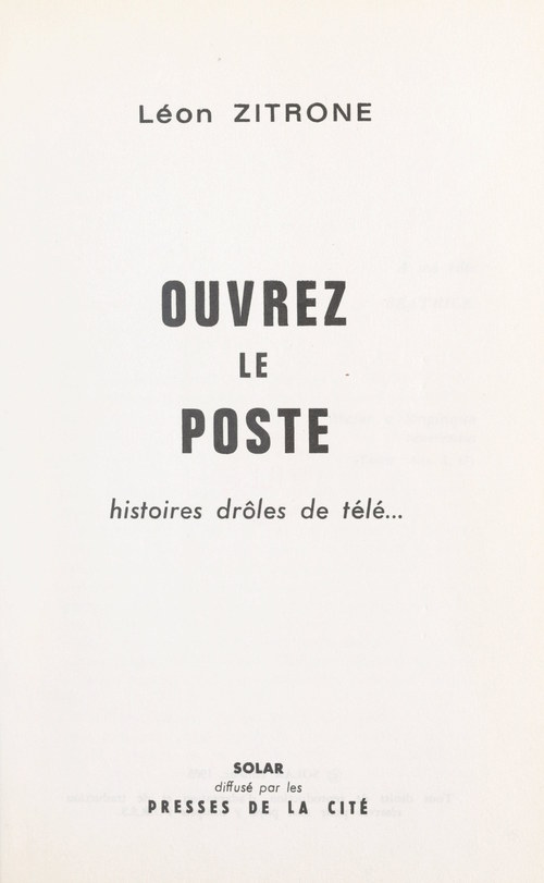 ebook cover of Ouvrez le poste, by Leon Zitrone