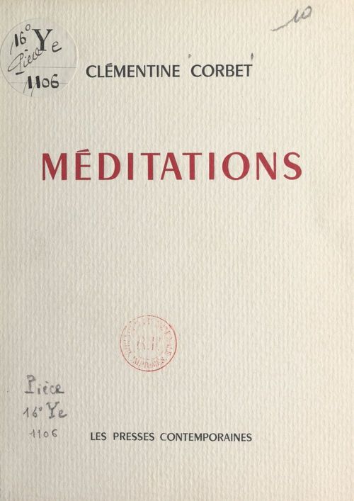 Couverture ebook de Méditations, de Clementine Corbet