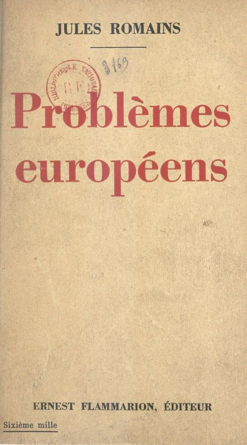Couverture ebook de Problèmes européens, de Jules Romains
